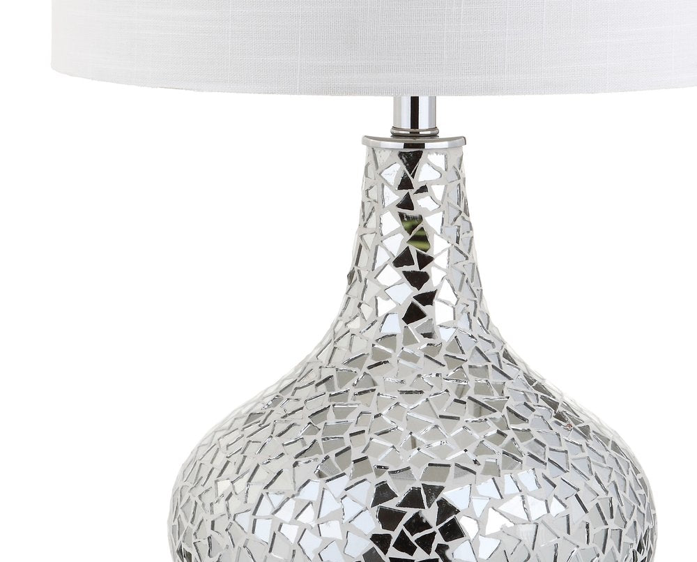 26" Silver Novelty Table Lamp LED With Drum Shade