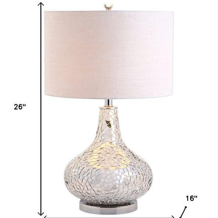 26" Silver Novelty Table Lamp With Drum Shade HomeRoots