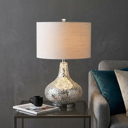 26" Silver Novelty Table Lamp With Drum Shade HomeRoots
