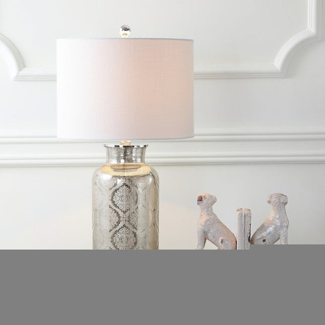 25" Clear Table Lamp With Drum Shade HomeRoots