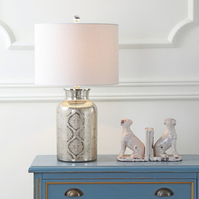 25" Clear Table Lamp With Drum Shade HomeRoots