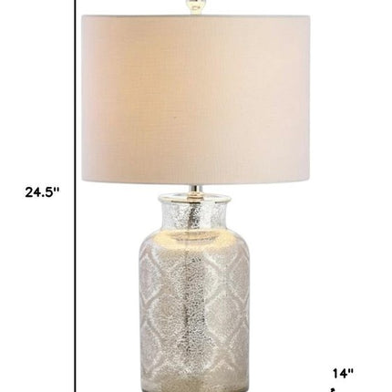 25" Clear Table Lamp With Drum Shade HomeRoots