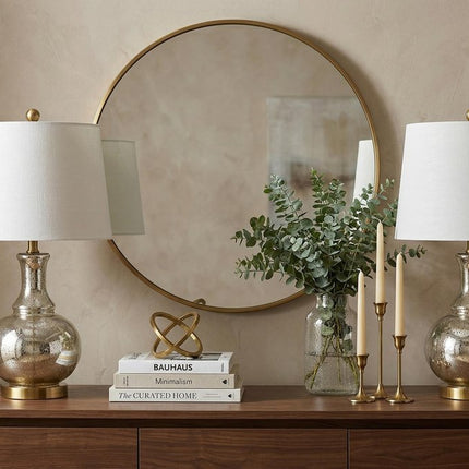 Set of Two 25" Silver Novelty Table Lamps With Drum Shades HomeRoots