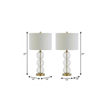Set of Two 27" Gold Novelty Table Lamps With Drum Shades HomeRoots