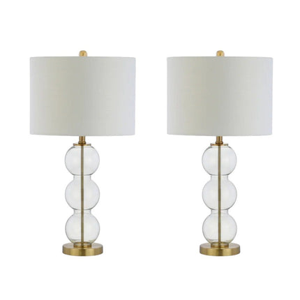 Set of Two 27" Gold Novelty Table Lamps With Drum Shades HomeRoots