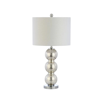 Set of Two 27" Silver Novelty Table Lamps With Drum Shades HomeRoots