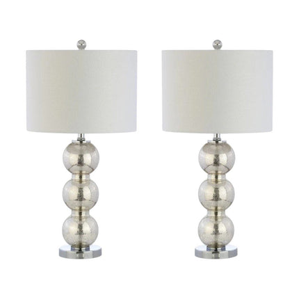 Set of Two 27" Silver Novelty Table Lamps With Drum Shades HomeRoots