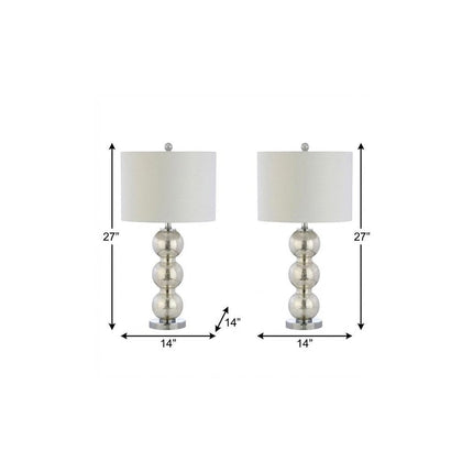 Set of Two 27" Silver Novelty Table Lamps With Drum Shades HomeRoots