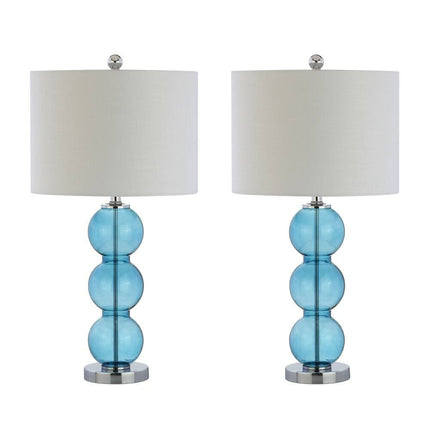 Set of Two 27" Silver Novelty Table Lamps With Drum Shades HomeRoots