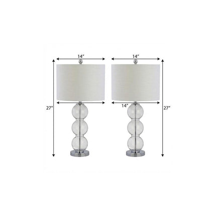 Set of Two 27" Silver Novelty Table Lamps With Drum Shades HomeRoots