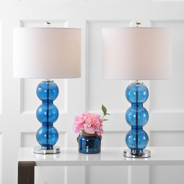 Set of Two 27" Silver Novelty Table Lamps With Drum Shades HomeRoots