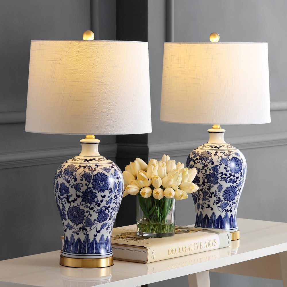 Set of Two 26" Gold Novelty Table Lamps LED With Globe Shades