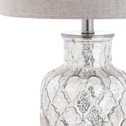 Set of Two 25" Silver Table Lamps With Drum Shades HomeRoots