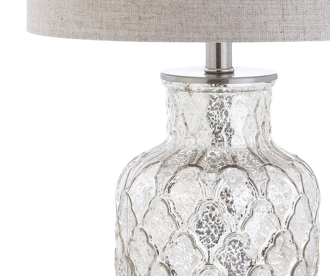 Set of Two 25" Silver Table Lamps With Drum Shades HomeRoots