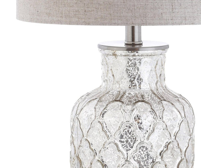 Set of Two 25" Silver Table Lamps With Drum Shades HomeRoots