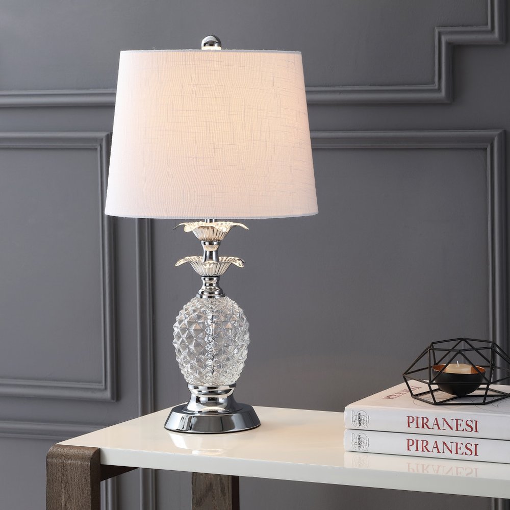 24" Silver Novelty Table Lamp LED With Drum Shade