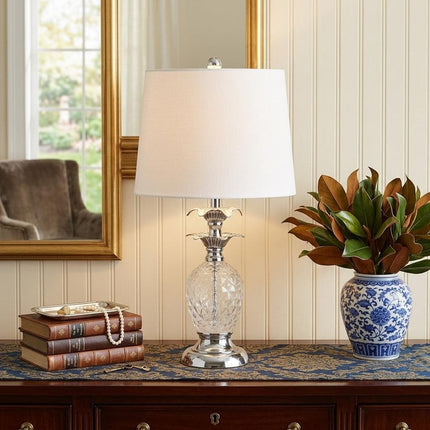 24" Silver Novelty Table Lamp With Drum Shade HomeRoots