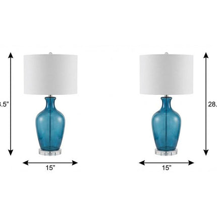 Set of Two 29" Clear Novelty Table Lamps With Drum Shades HomeRoots