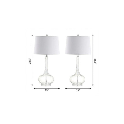 Set of Two 29" Clear Novelty Table Lamps With Drum Shades HomeRoots