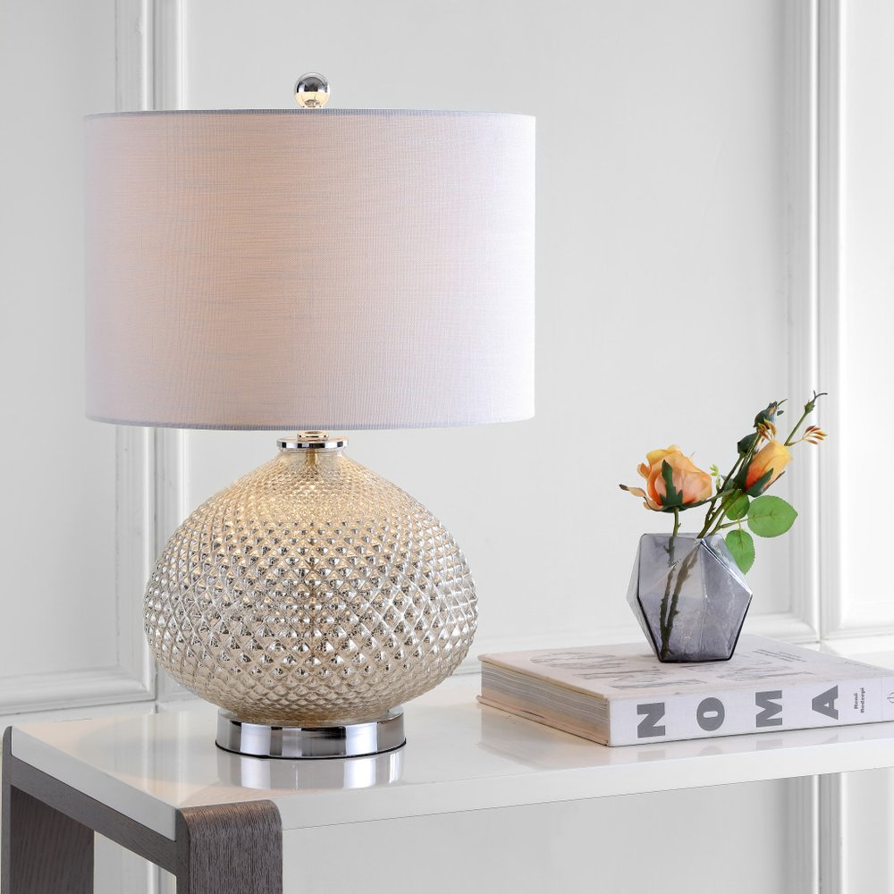23" Silver Novelty Table Lamp LED With Drum Shade