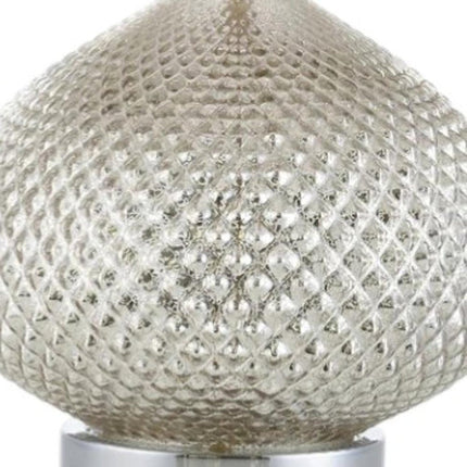 23" Silver Round Table Lamp With Drum Shade HomeRoots