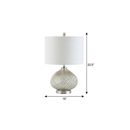 23" Silver Round Table Lamp With Drum Shade HomeRoots