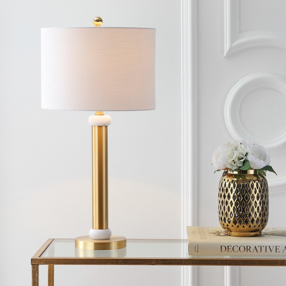 27" Gold Novelty Table Lamp LED With Drum Shade