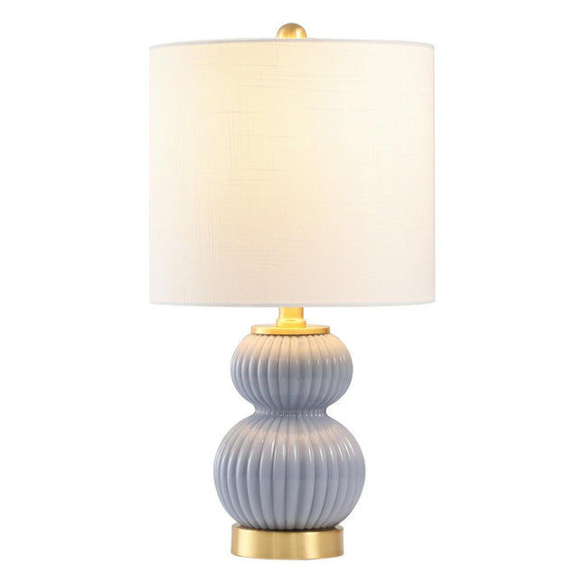20" Gold Gourd Table Lamp With Drum Shade