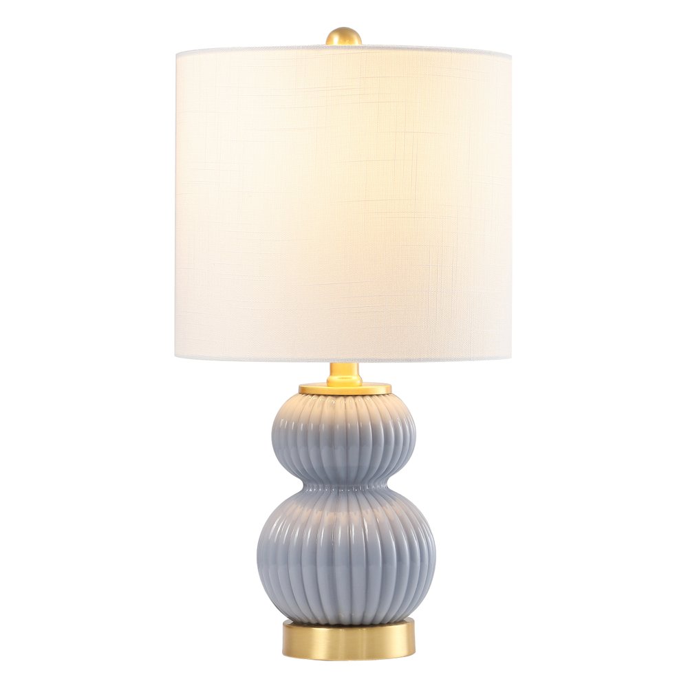20" Gold Gourd Table Lamp LED With Drum Shade