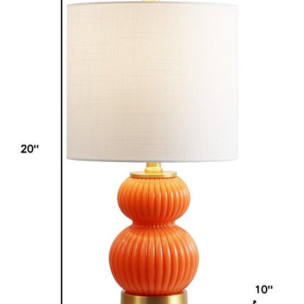 20" Gold Gourd Table Lamp With Drum Shade HomeRoots