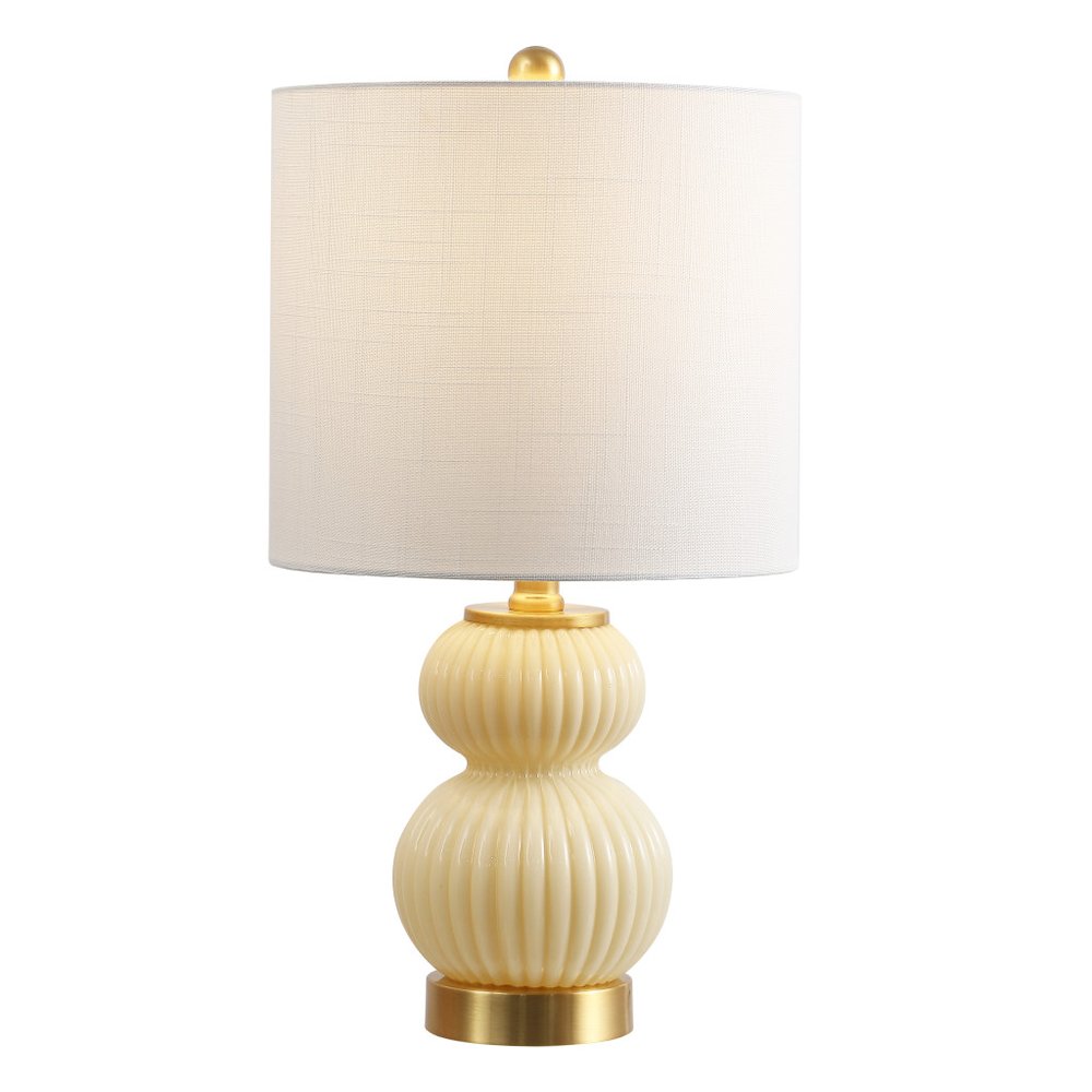 20" Gold Gourd Table Lamp LED With Drum Shade