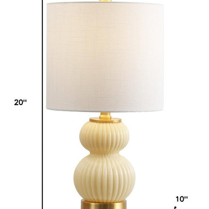 20" Gold Gourd Table Lamp With Drum Shade HomeRoots