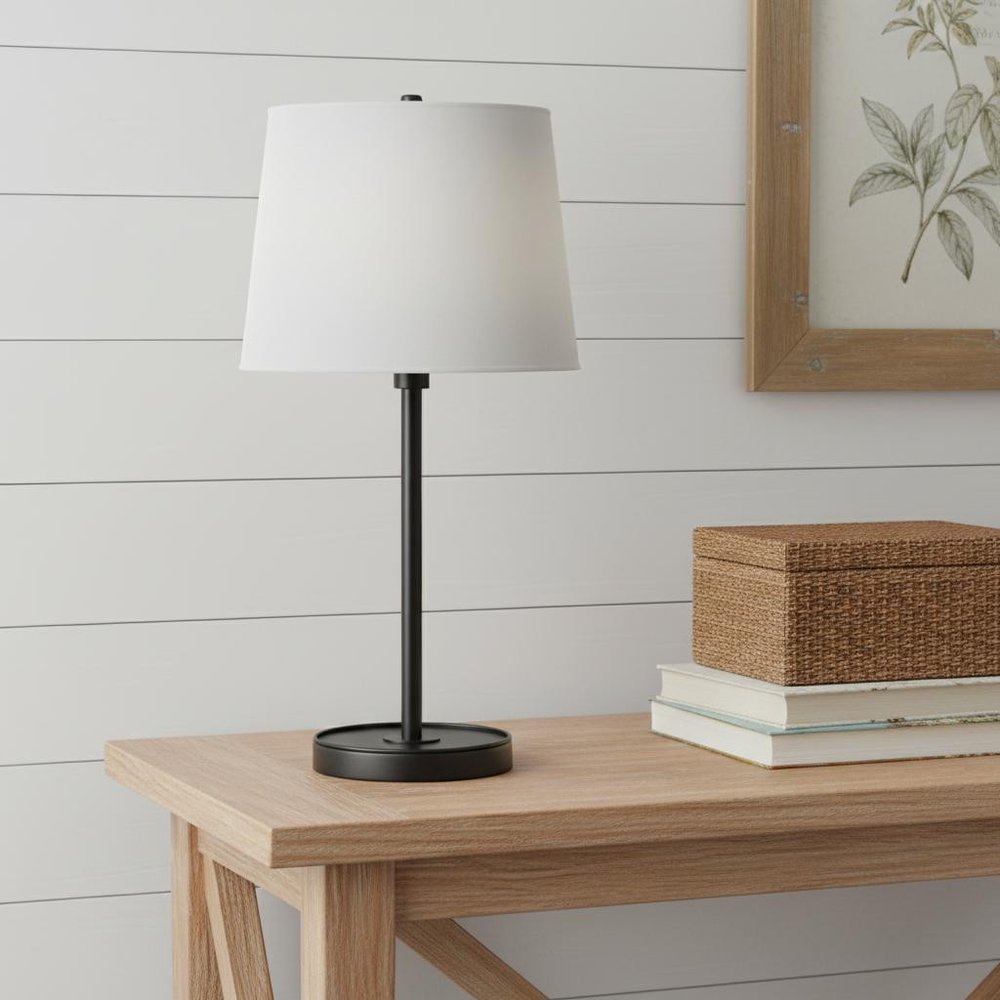 25" Black Novelty Table Lamp LED With Globe Shade