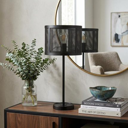 25" Black Table Lamp With Globe Shade HomeRoots