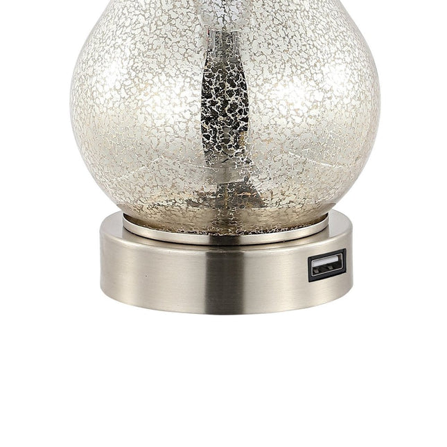 Set of Two 21" Nickel Gourd Table Lamps With Empire Shades HomeRoots