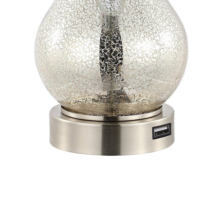 Set of Two 21" Nickel Gourd Table Lamps With Empire Shades HomeRoots