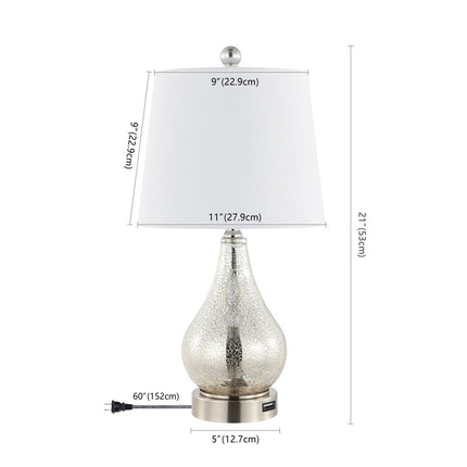 Set of Two 21" Nickel Gourd Table Lamps With Empire Shades HomeRoots