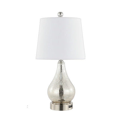 Set of Two 21" Nickel Gourd Table Lamps With Empire Shades HomeRoots