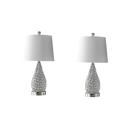 Set of Two 22" Silver Gourd Table Lamps With Empire Shades HomeRoots
