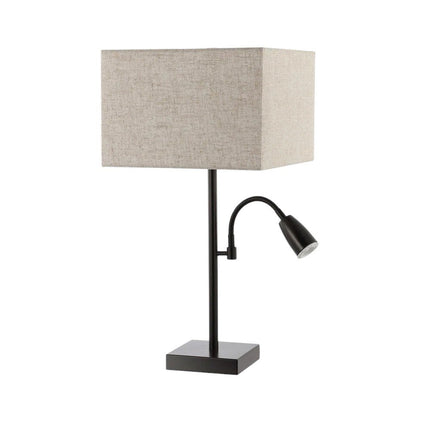 Set of Two 26" Antiqued Bronze Swing Arm Table Lamps With Square Shades HomeRoots