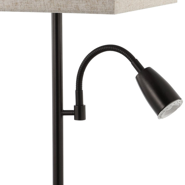 Set of Two 26" Antiqued Bronze Swing Arm Table Lamps With Square Shades HomeRoots