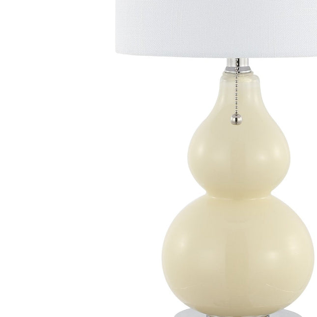 Set of Two 22" Silver Gourd Table Lamps With Drum Shades HomeRoots