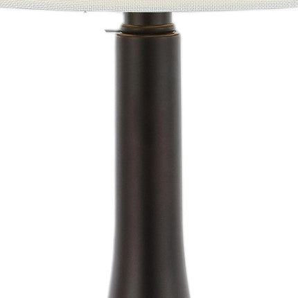 Set of Two 24" Antiqued Bronze Gourd Table Lamps With Drum Shades HomeRoots