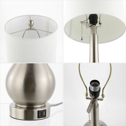 Set of Two 24" Nickel Gourd Table Lamps With Drum Shades HomeRoots