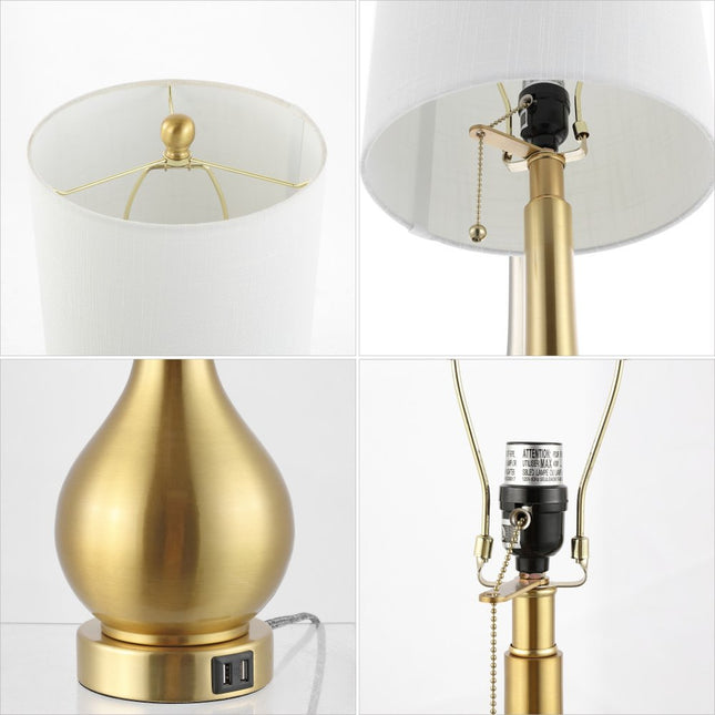 Set of Two 24" Gold Gourd Table Lamps With Drum Shades
