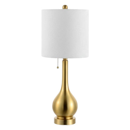 Set of Two 24" Gold Gourd Table Lamps With Drum Shades HomeRoots