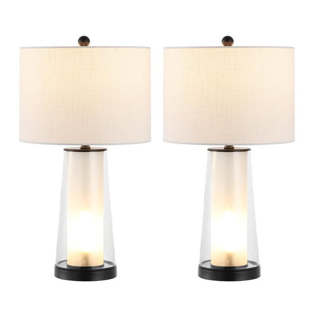 Set of Two 26" Antiqued Bronze Lighthouse Table Lamps With Drum Shades HomeRoots