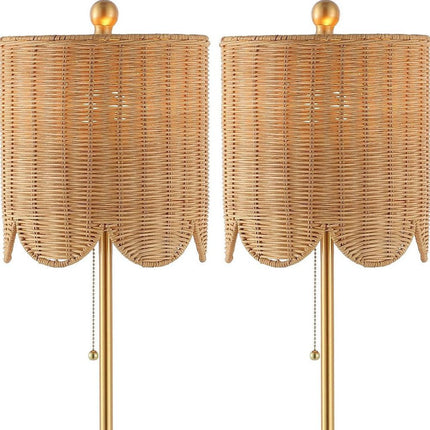 Set of Two 28" Brown Table Lamps With Drum Shades HomeRoots
