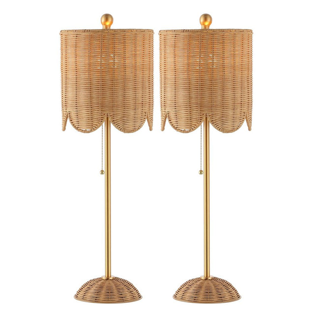 Set of Two 28" Brown Table Lamps With Drum Shades HomeRoots