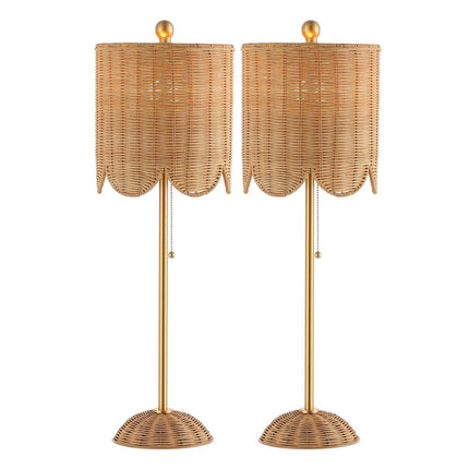 Set of Two 28" Brown Table Lamps With Drum Shades HomeRoots